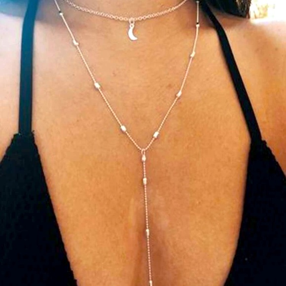 Jewelry - 🌻🌙 Golden Moon Decor Layered Y Lariat Necklace